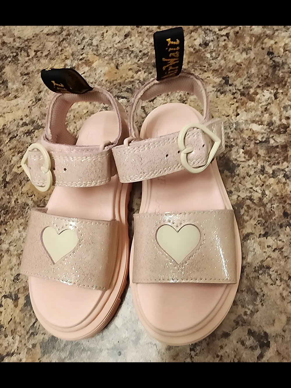 Dr. Martens Kids Pink Heart Sandals Size 12 US / 29 EU